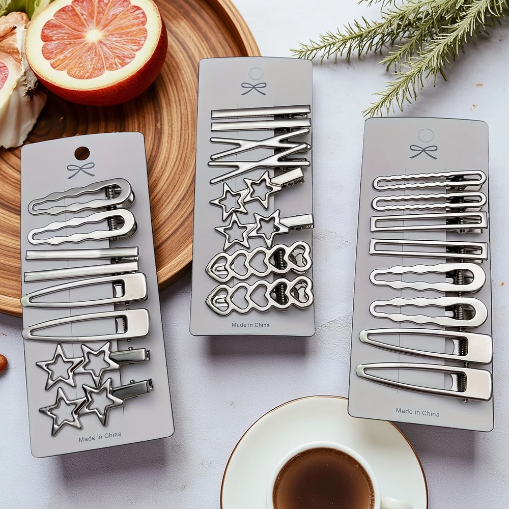 8pcs Elegant Silvery Hair Clips Set 1