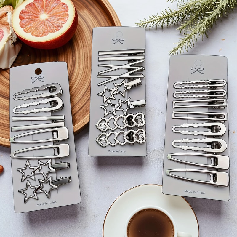 8pcs Elegant Silvery Hair Clips Set 1