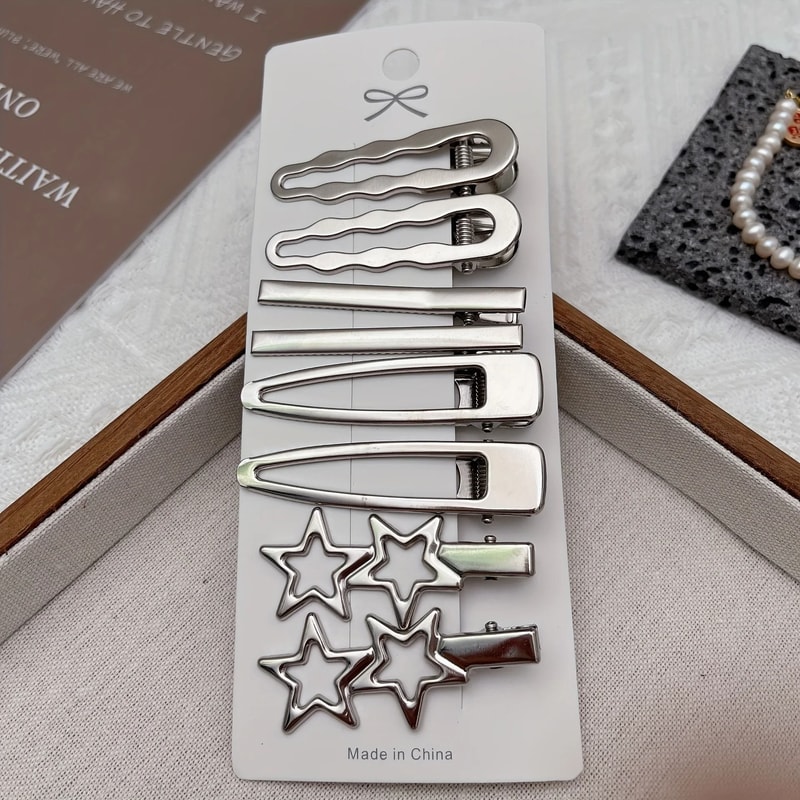 8pcs Elegant Silvery Hair Clips Set 2
