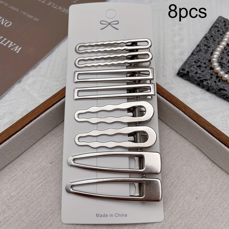 8pcs Elegant Silvery Hair Clips Set 7
