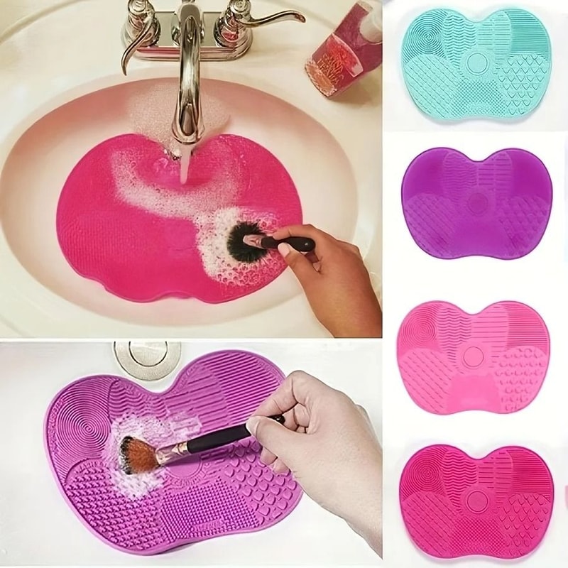 3pcs Silicone AppleShaped Makeup Brush Cleaner Pad 1