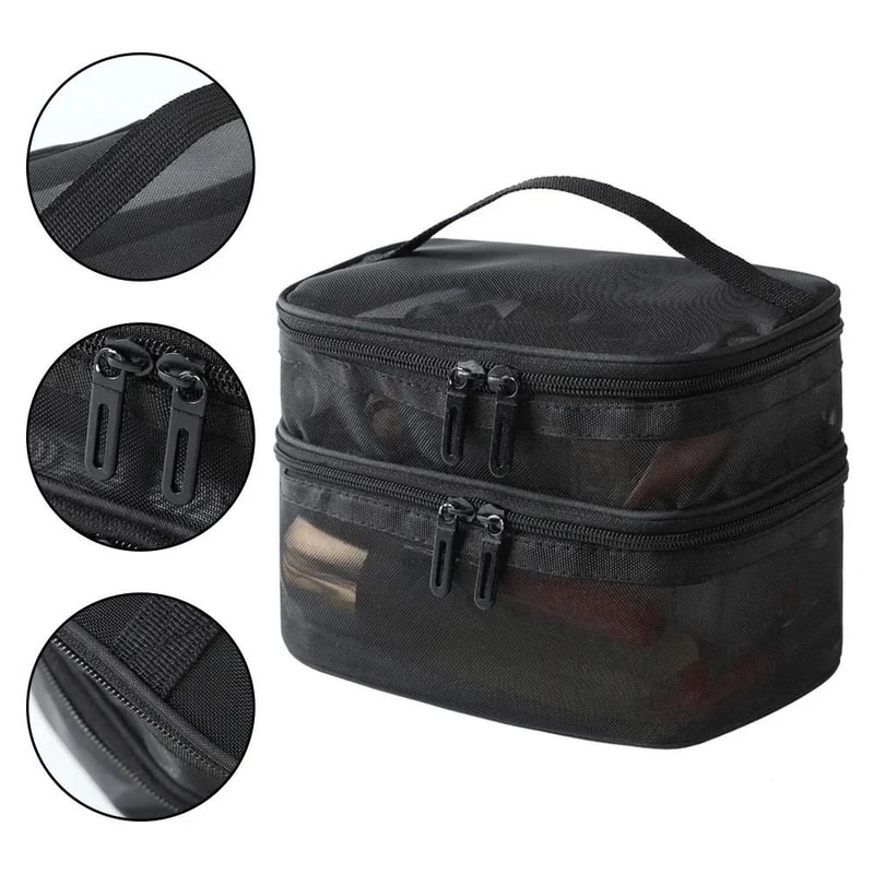 Nylon Double Layer Mesh Cosmetic Bag 1