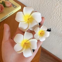 bohemian plumeria floral hair clips
