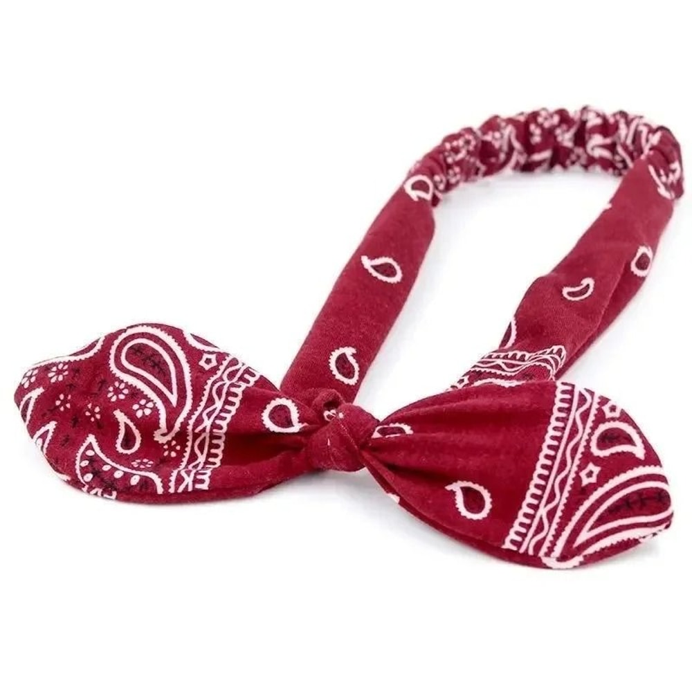 Printed Rabbit Ears Elastic Crossband Headband 10