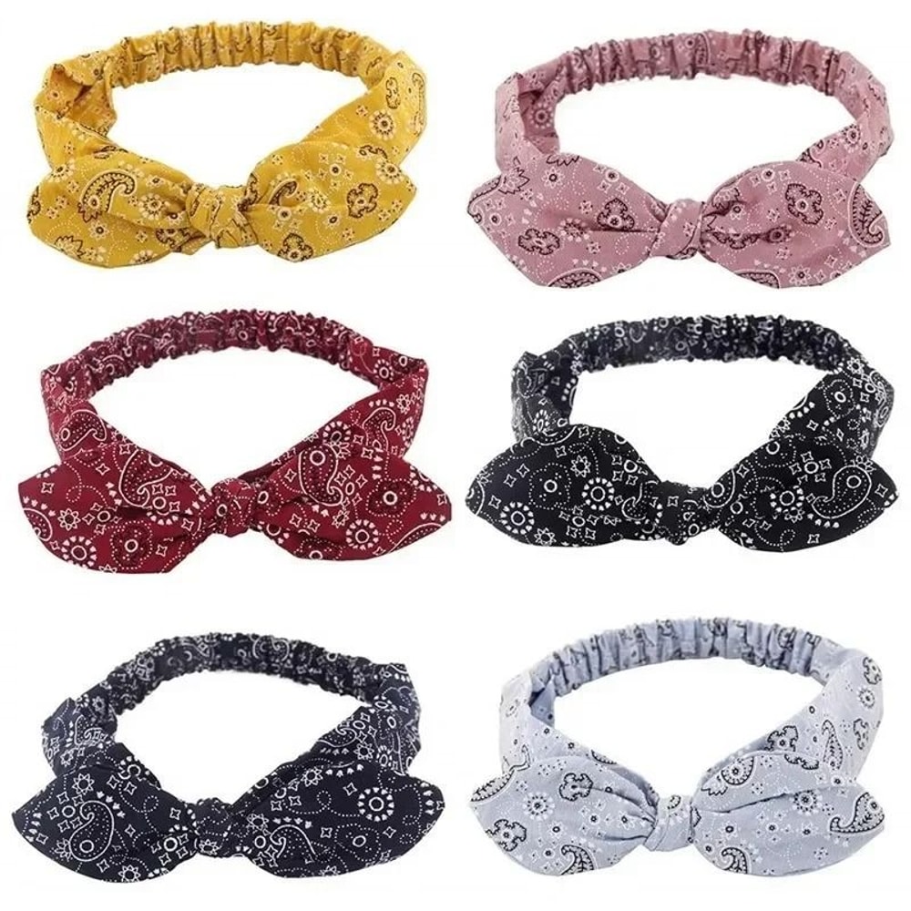 Printed Rabbit Ears Elastic Crossband Headband 3