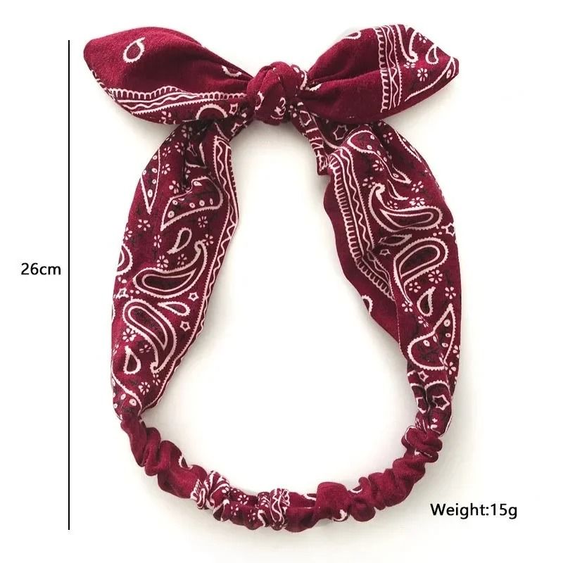 Printed Rabbit Ears Elastic Crossband Headband 5
