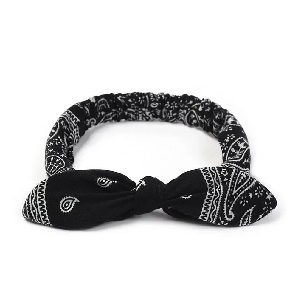 Printed Rabbit Ears Elastic Crossband Headband 6