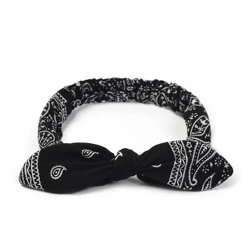 Printed Rabbit Ears Elastic Crossband Headband 6