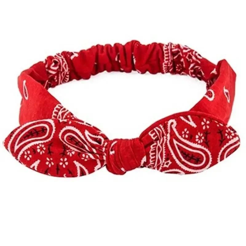 Printed Rabbit Ears Elastic Crossband Headband 7