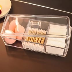 3-compartment transparent makeup organizer