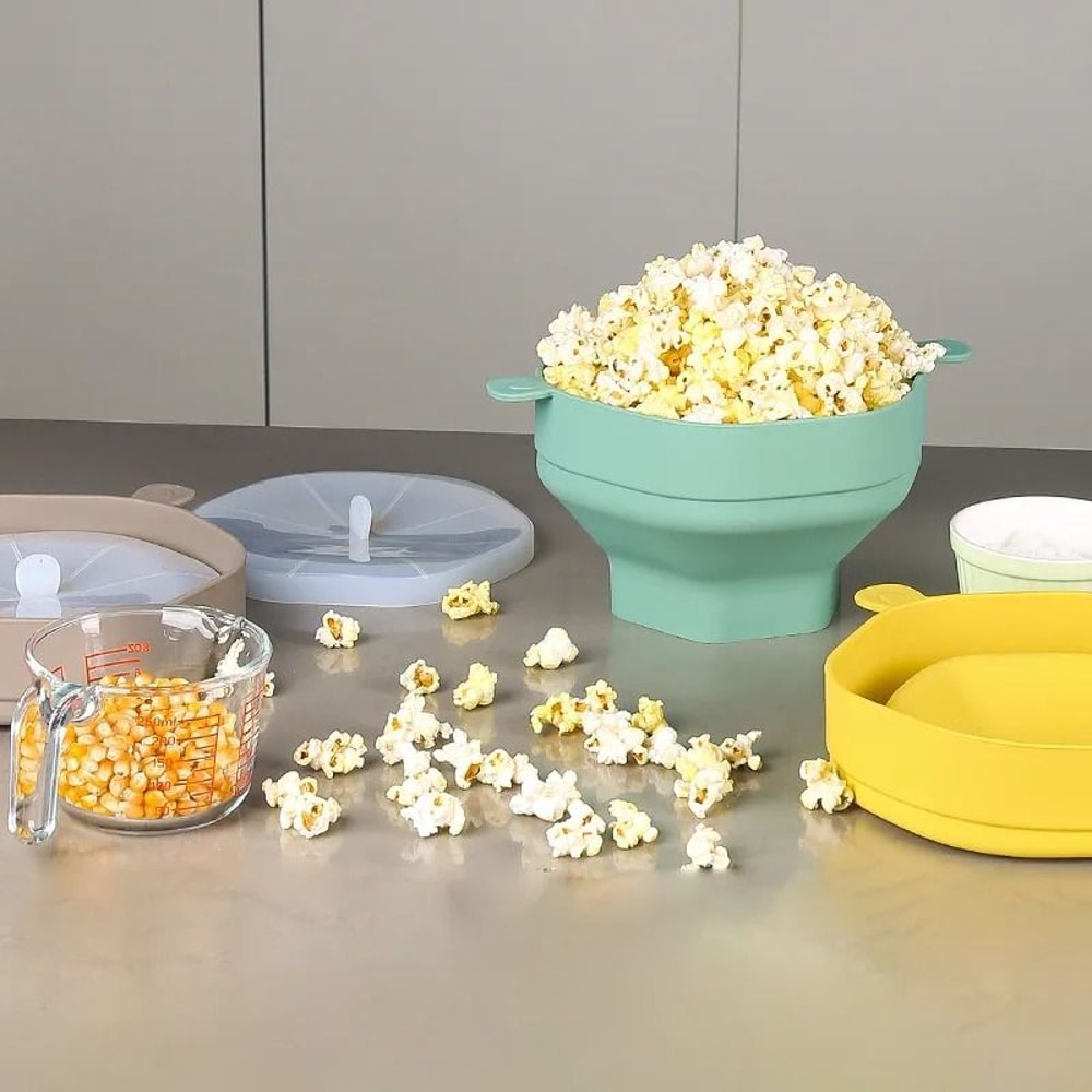 Silicone Microwave Foldable Popcorn Maker Bucket 0