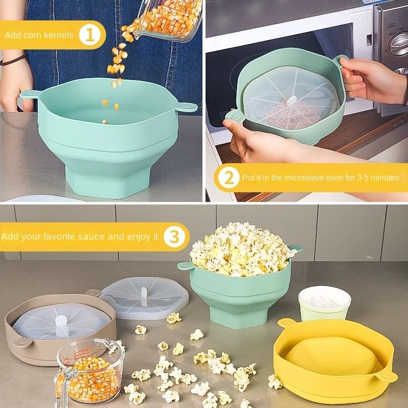 Silicone Microwave Foldable Popcorn Maker Bucket 4