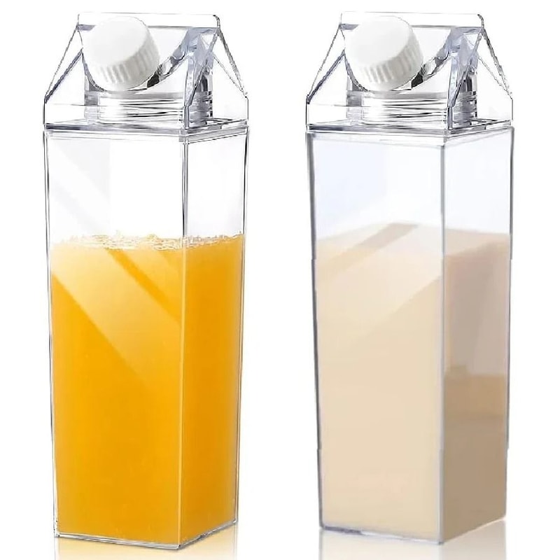 Transparent Square Milk Carton Water Bottle Set 0
