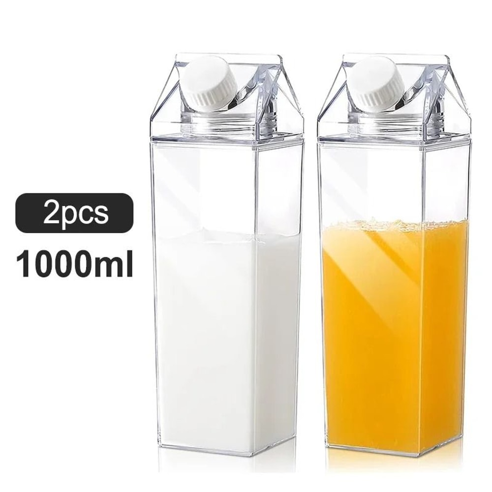 Transparent Square Milk Carton Water Bottle Set 9