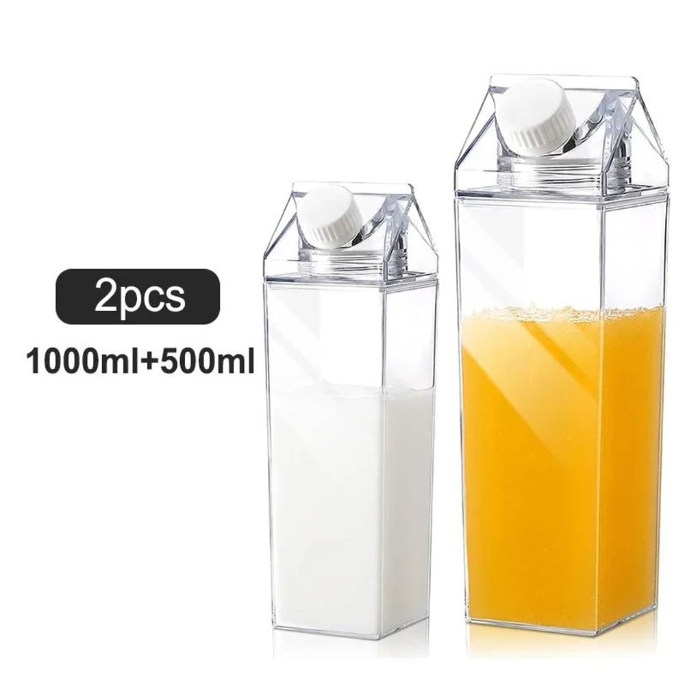 Transparent Square Milk Carton Water Bottle Set 10