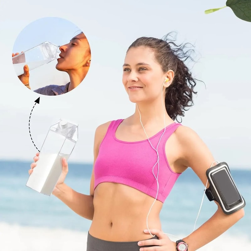 Transparent Square Milk Carton Water Bottle Set 5