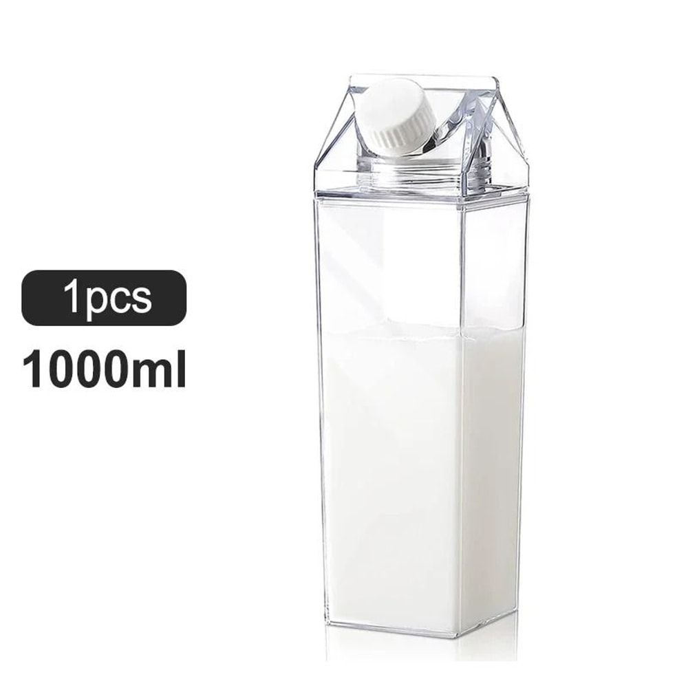 Transparent Square Milk Carton Water Bottle Set 7