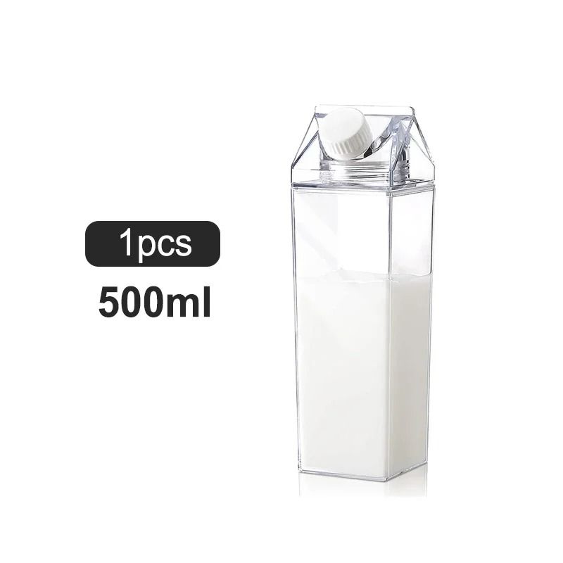 Transparent Square Milk Carton Water Bottle Set 8