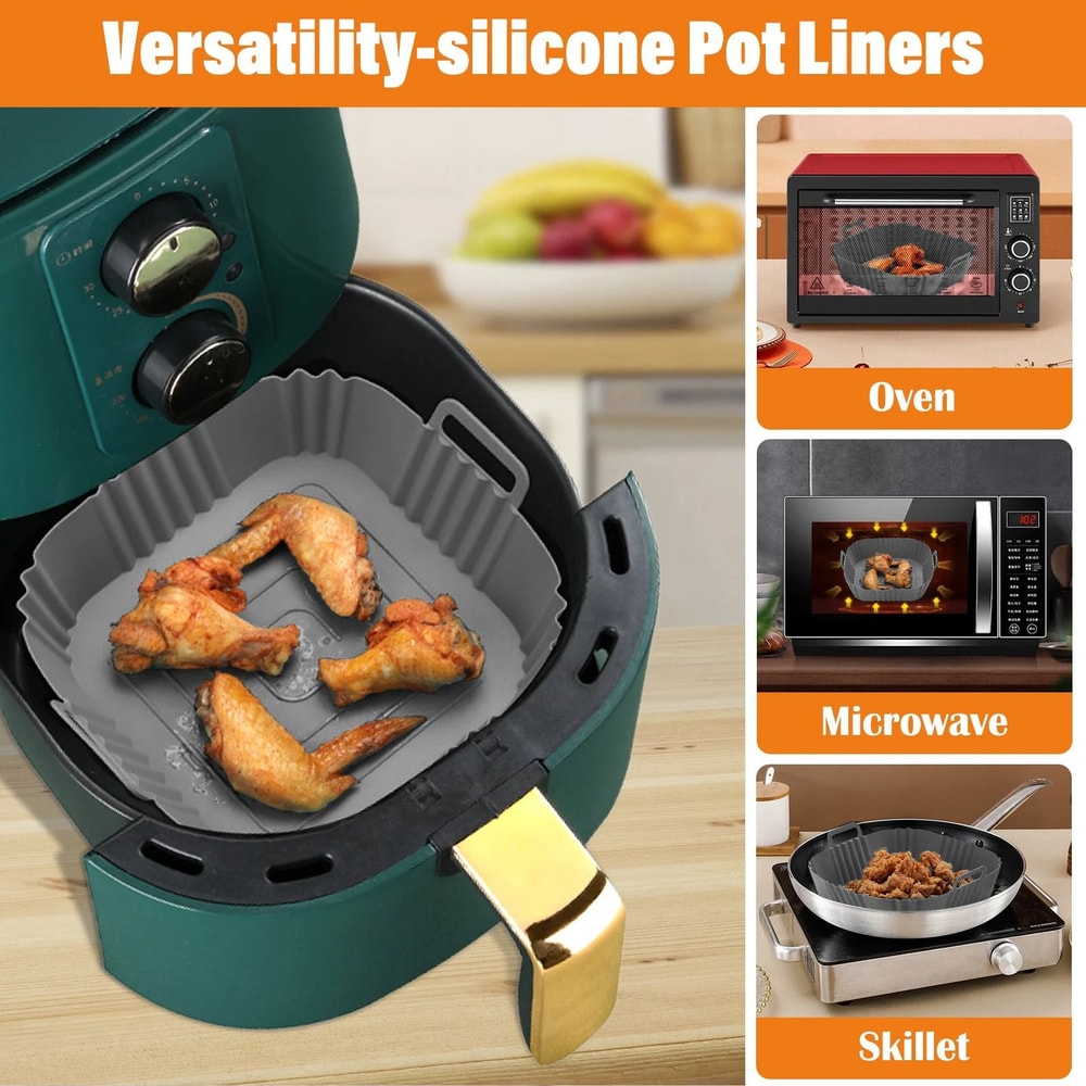 Square Reusable Silicone Air Fryer Pan 1