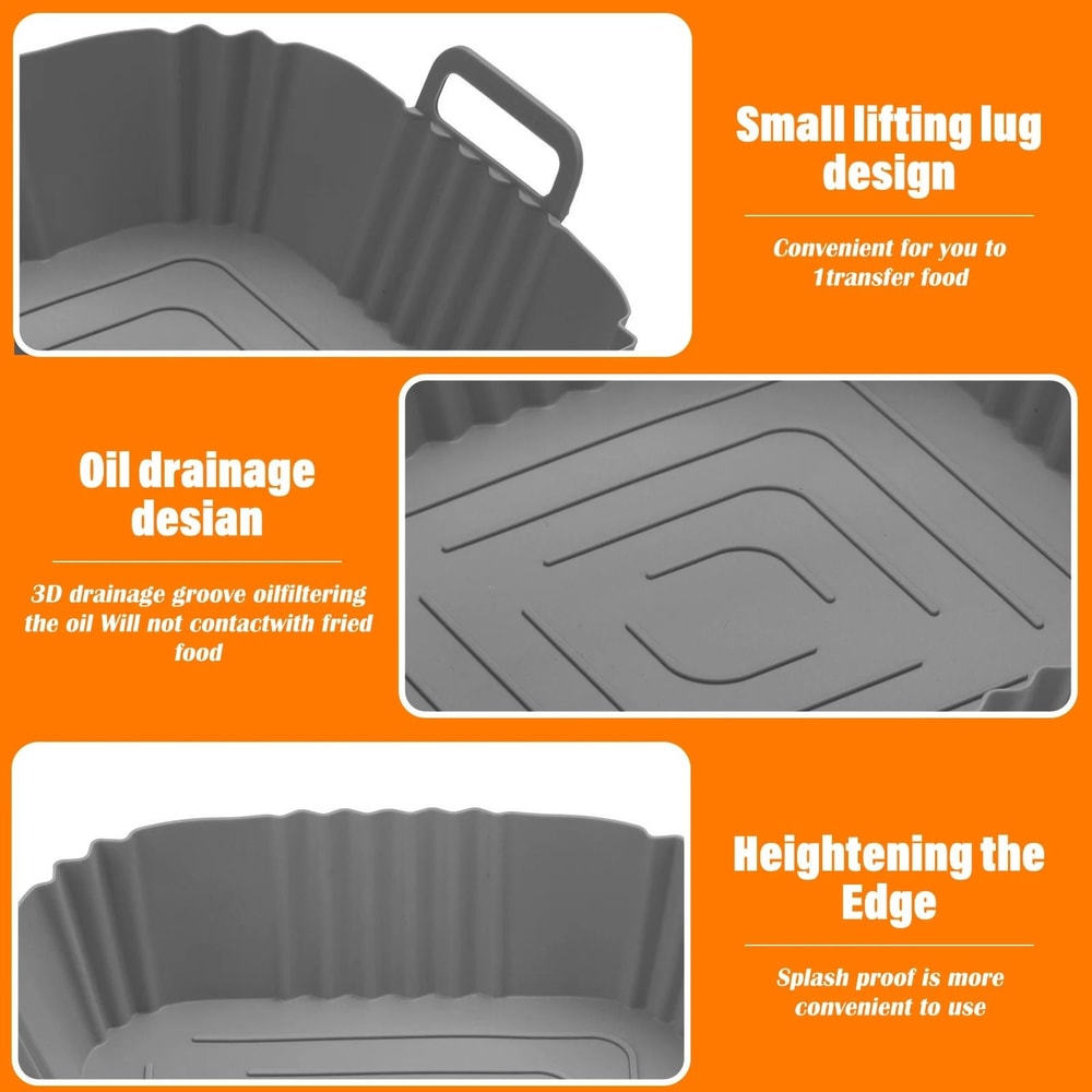 Square Reusable Silicone Air Fryer Pan 4