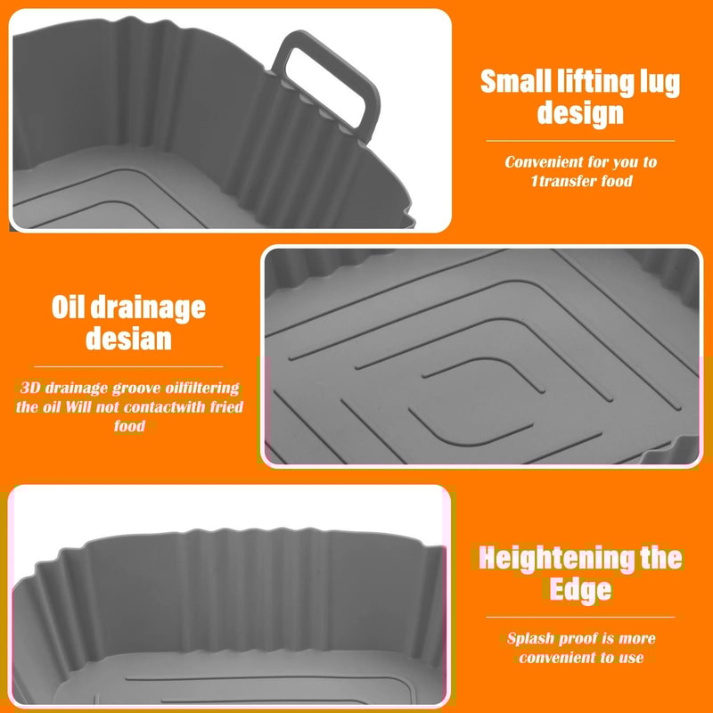Square Reusable Silicone Air Fryer Pan 4
