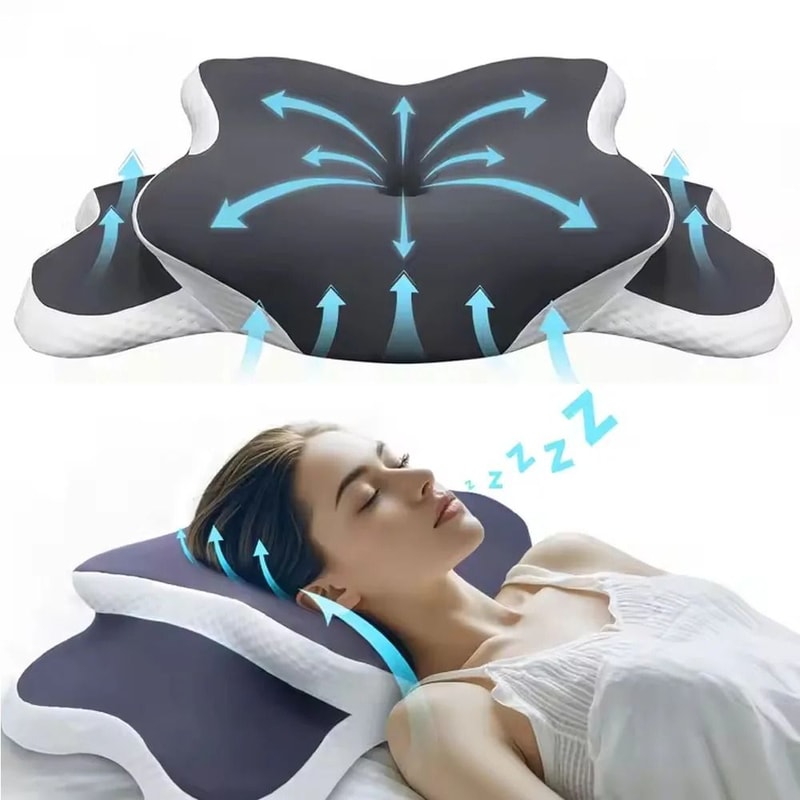 Ergonomic Memory Foam Cervical Pillow With Ice Silk Pillowcase 0