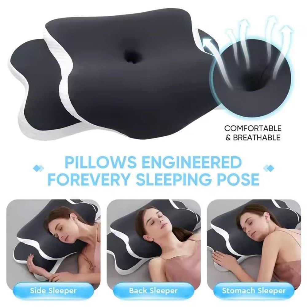 Ergonomic Memory Foam Cervical Pillow With Ice Silk Pillowcase 1