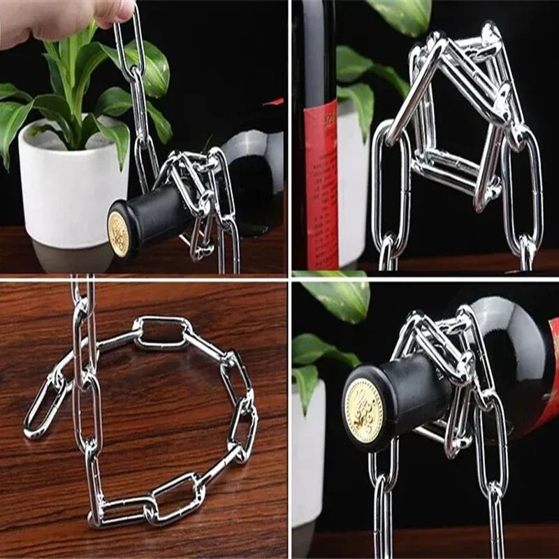 Suspended Chain Metal Wine Bottle Holder 4
