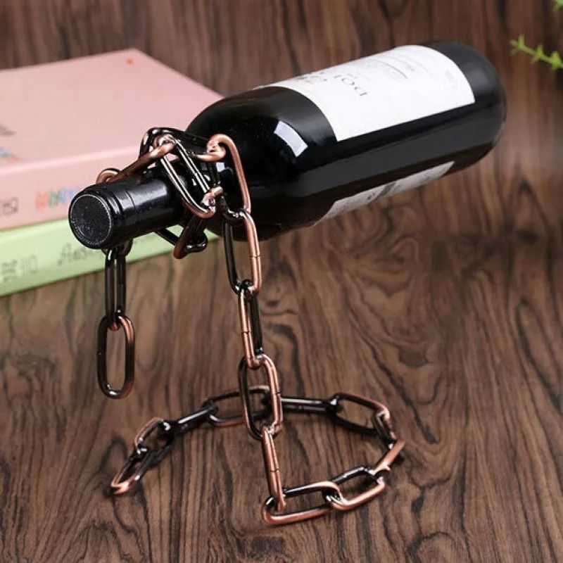 Suspended Chain Metal Wine Bottle Holder 6