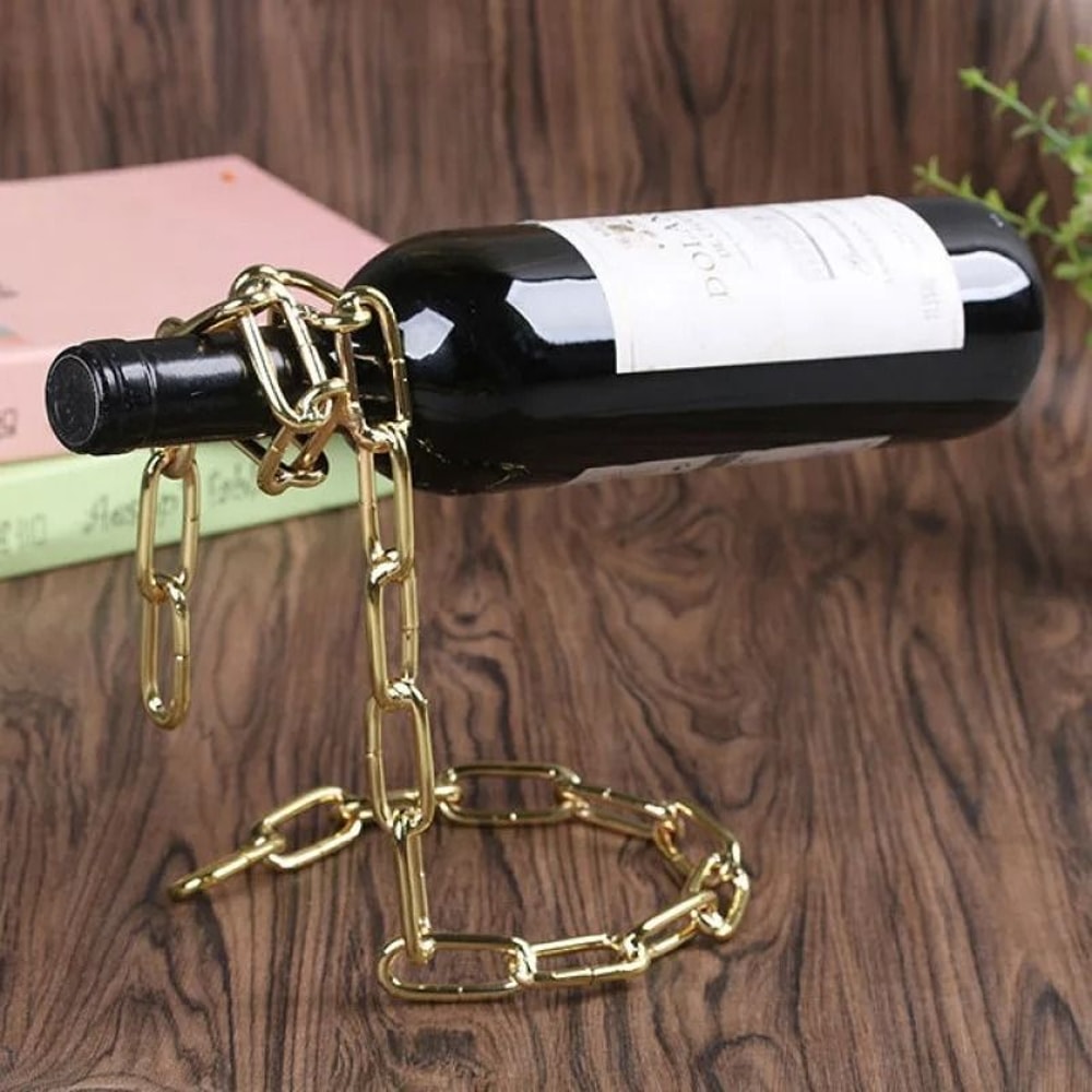 Suspended Chain Metal Wine Bottle Holder 7