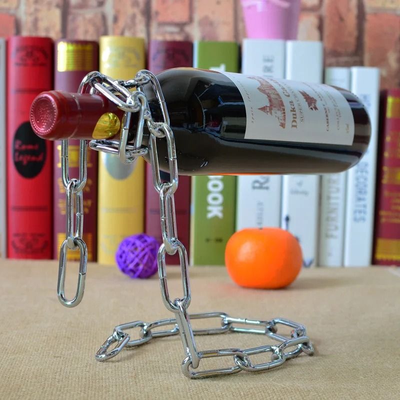 Suspended Chain Metal Wine Bottle Holder 8