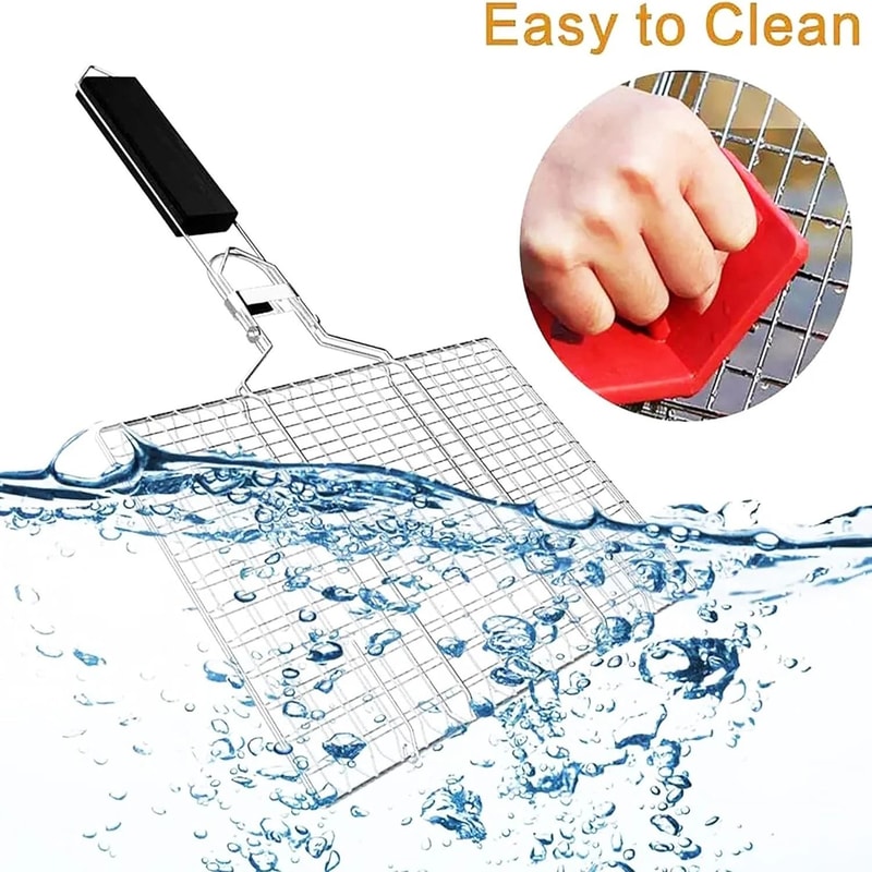 Stainless Steel Folding Grill Basket For Outdoor BBQ 4
