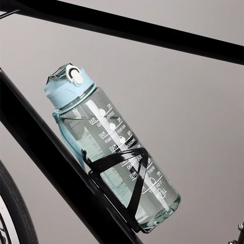 Transparent Sports Water Bottle With Time Scale And Carry Strap 3