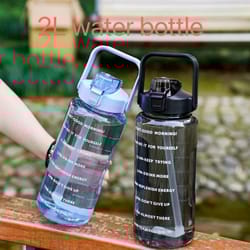 2l large capacity portable sports water bottle with time marker