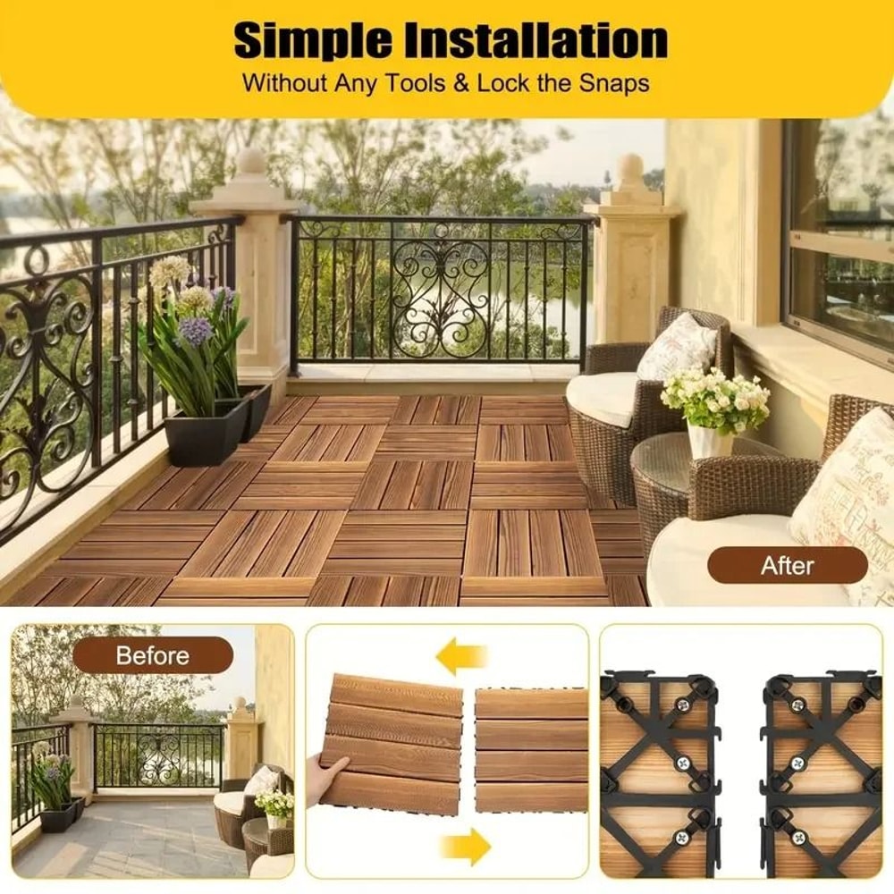 Professional Splicing Solid Wood Interconnected Floor Tiles 4