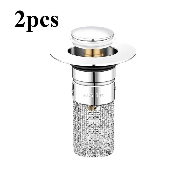 2Pack Stainless Steel PopUp Universal Sink Drain Strainer 6