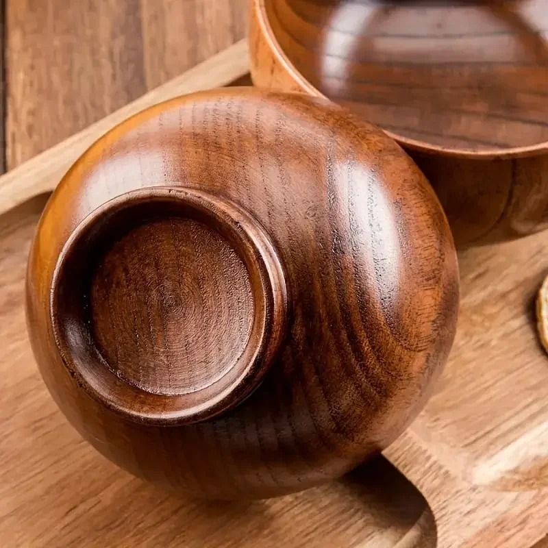 Natural Japanese Wooden Tableware Bowl 3