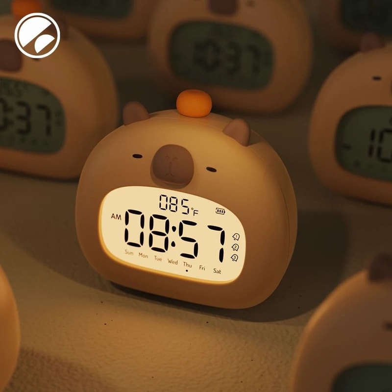 Cute Capybara Bedside LED Kids Alarm Clock 1