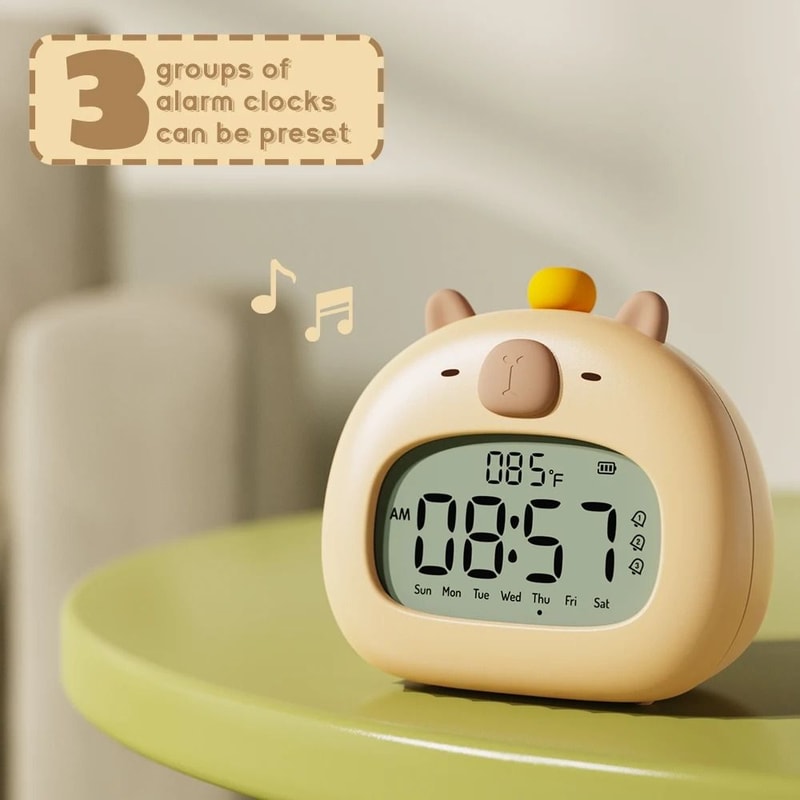 Cute Capybara Bedside LED Kids Alarm Clock 3