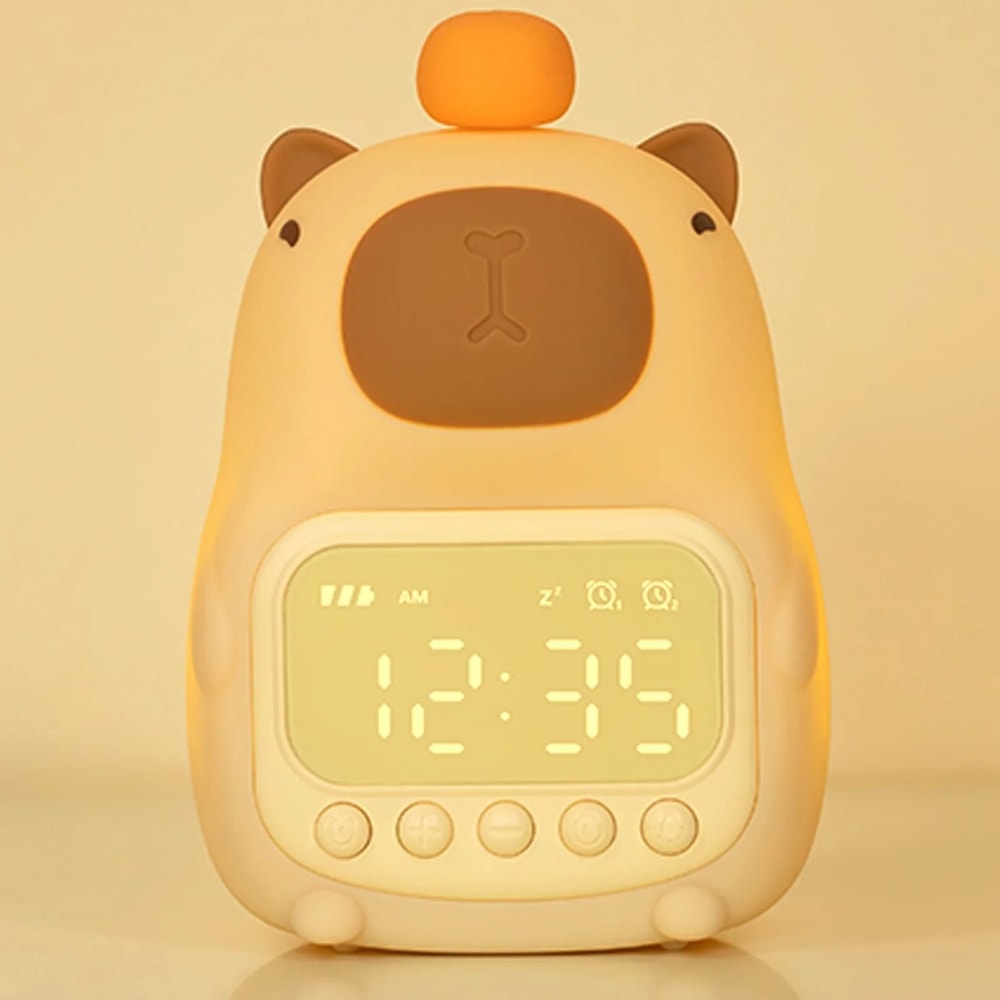 Cute Capybara Rechargeable Kids Alarm Clock Night Light 6