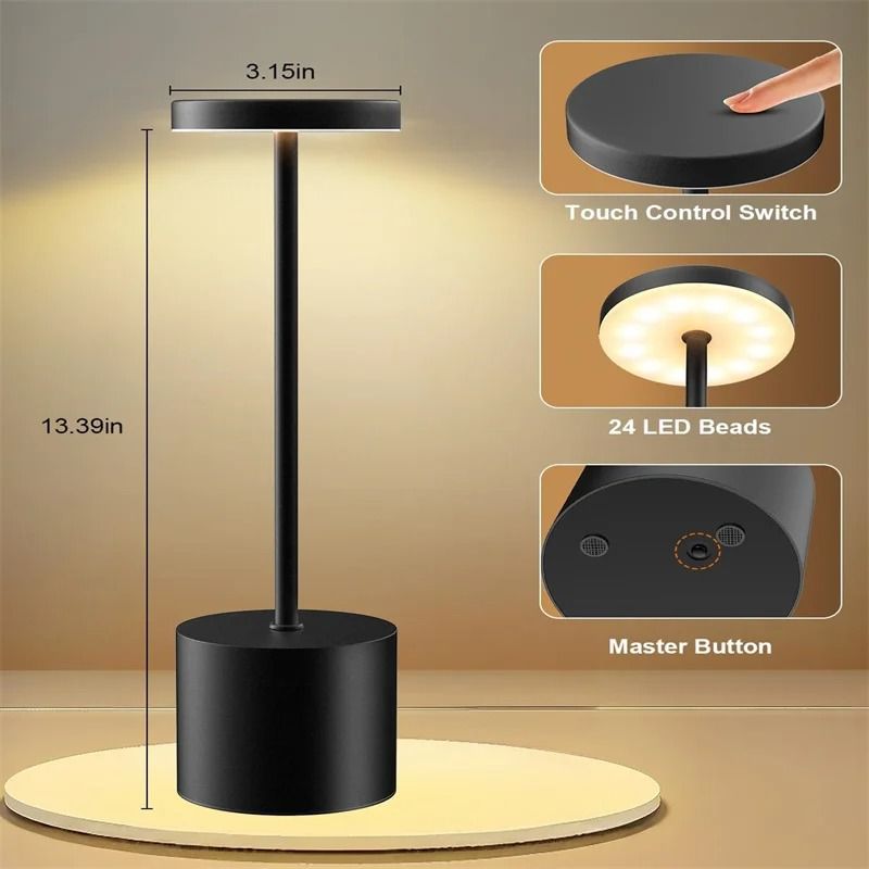 Rechargeable Simple Touch Sensor LED Table Lamp 2Piece Set 4