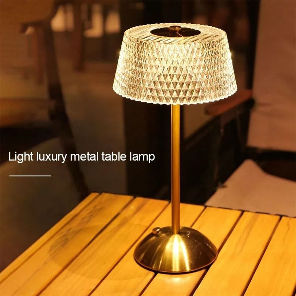 Rechargeable Crystal Glass LED Table Lamp 0