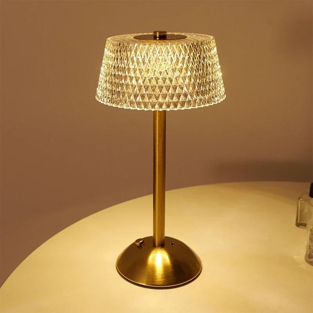 Rechargeable Crystal Glass LED Table Lamp 1