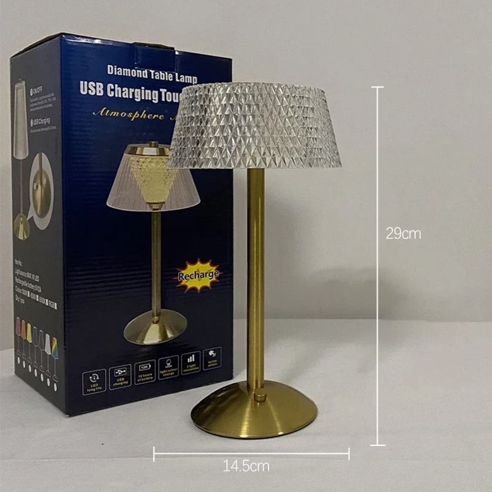 Rechargeable Crystal Glass LED Table Lamp 3