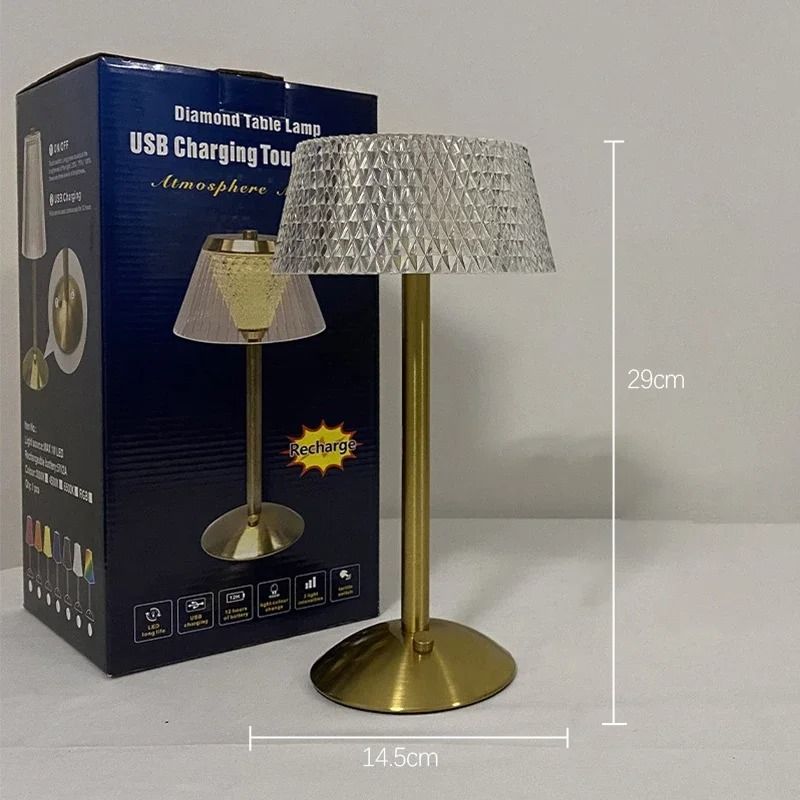 Rechargeable Crystal Glass LED Table Lamp 3