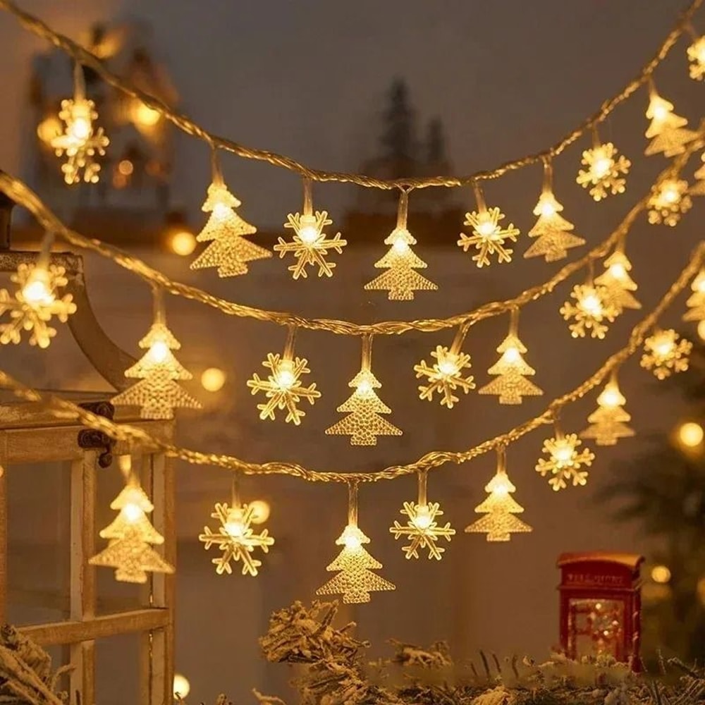 LED Snowflake BatteryOperated Fairy String Lights 2