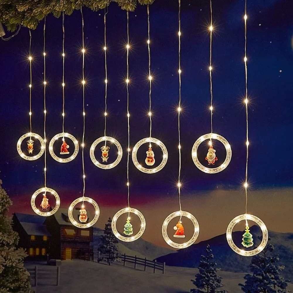 LED Round Curtain String Lights With Remote Control 1