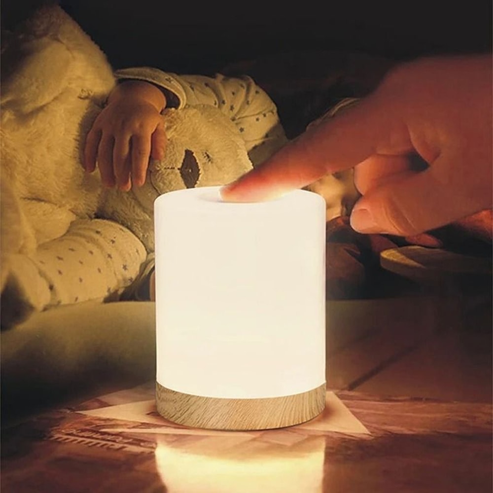 Dimmable Touch Rechargeable Cylindrical Bedside Lamp 0
