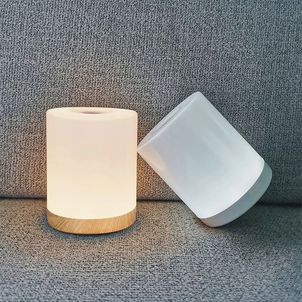 Dimmable Touch Rechargeable Cylindrical Bedside Lamp 2