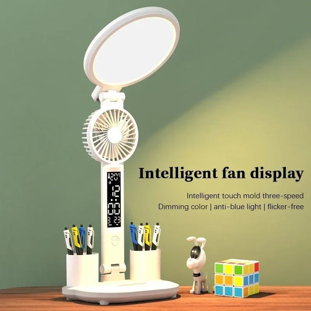 Rechargeable Multifunction Study Desk Lamp With Fan 0